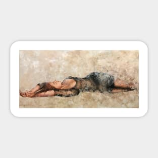 woman laying down Sticker